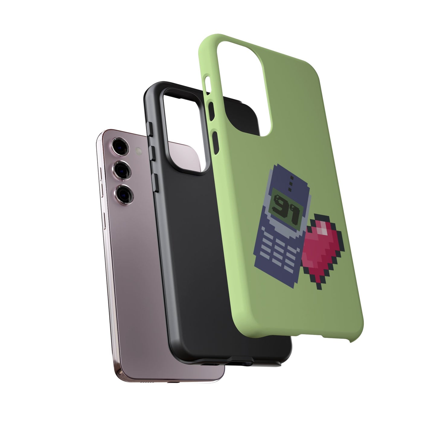 Pixel Heart Phone Case — Retro Tamagotchi-Style Mobile Love iPhone Cover
