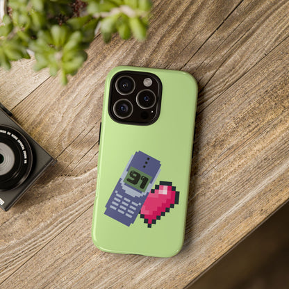 Pixel Heart Phone Case — Retro Tamagotchi-Style Mobile Love iPhone Cover