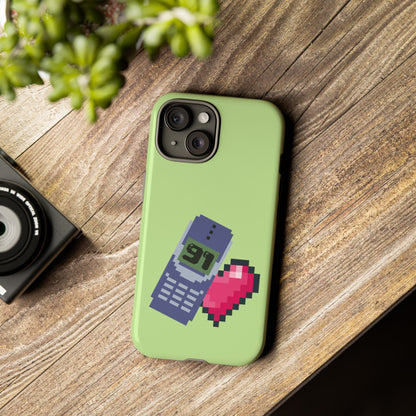 Pixel Heart Phone Case — Retro Tamagotchi-Style Mobile Love iPhone Cover