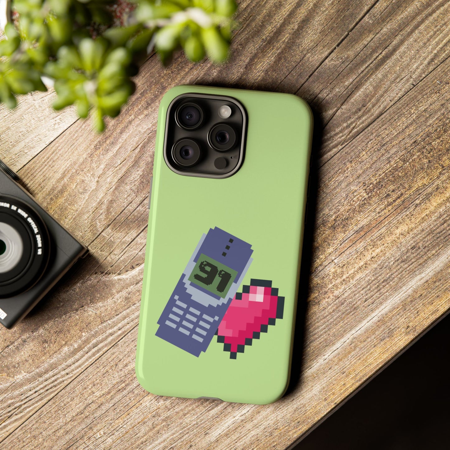 Pixel Heart Phone Case — Retro Tamagotchi-Style Mobile Love iPhone Cover