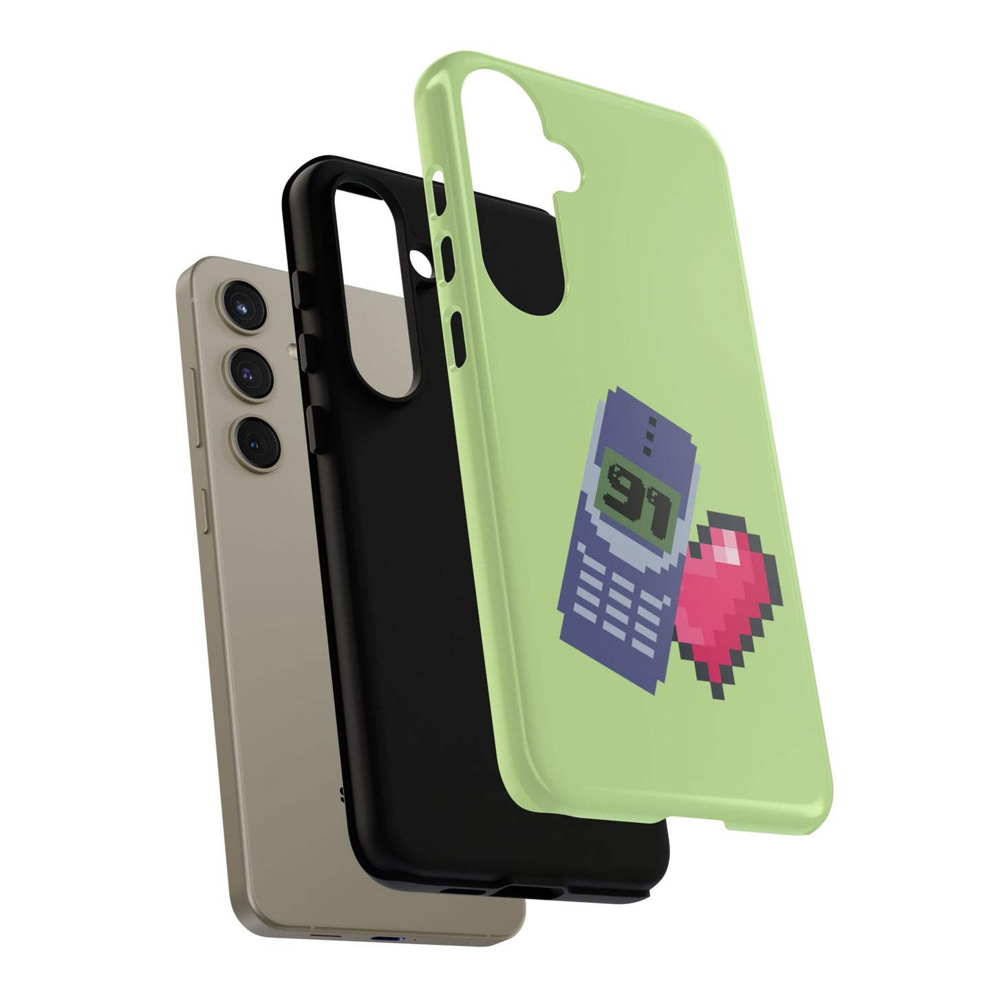 Pixel Heart Phone Case — Retro Tamagotchi-Style Mobile Love iPhone Cover