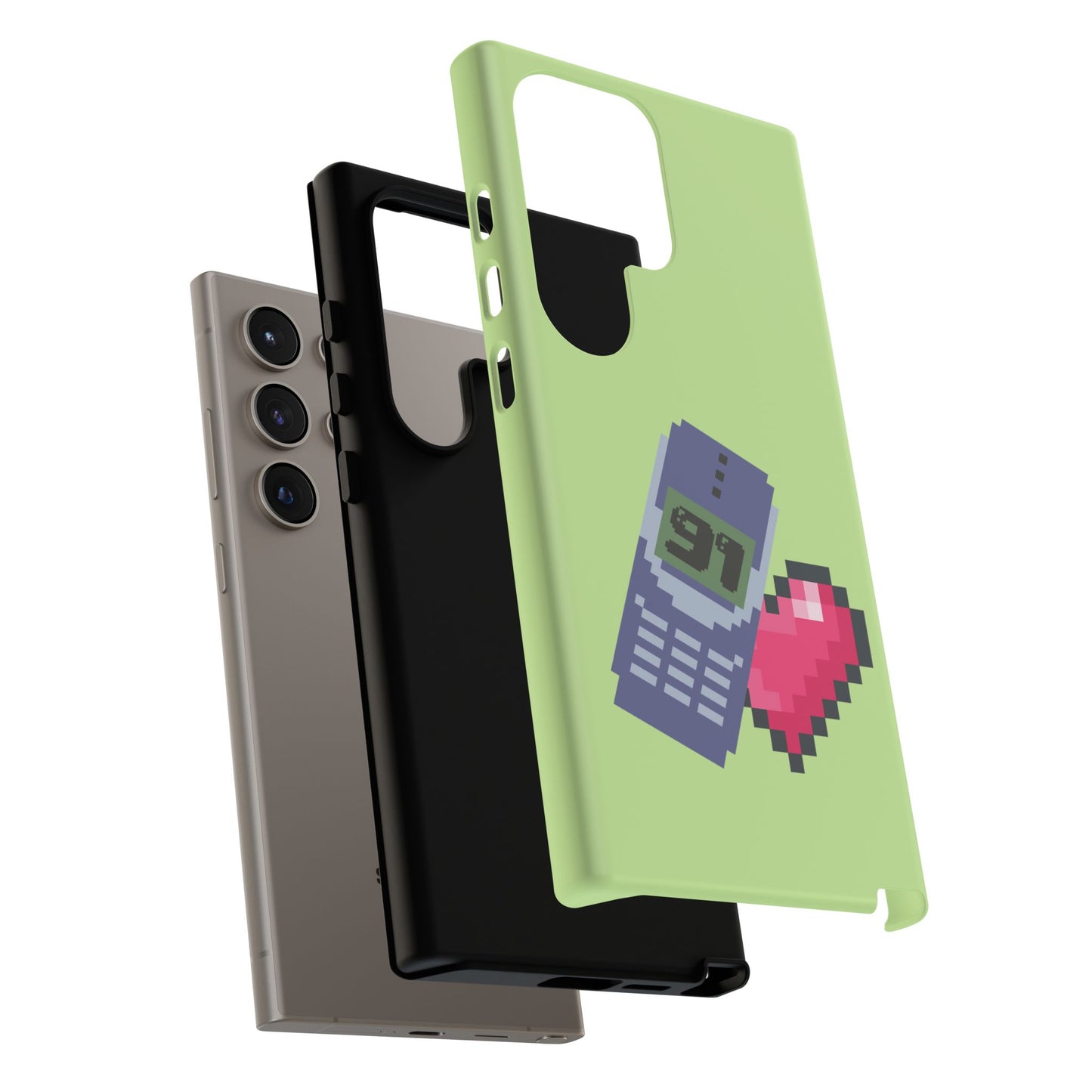 Pixel Heart Phone Case — Retro Tamagotchi-Style Mobile Love iPhone Cover