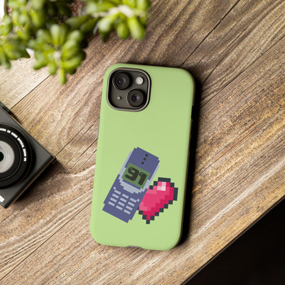 Pixel Heart Phone Case — Retro Tamagotchi-Style Mobile Love iPhone Cover