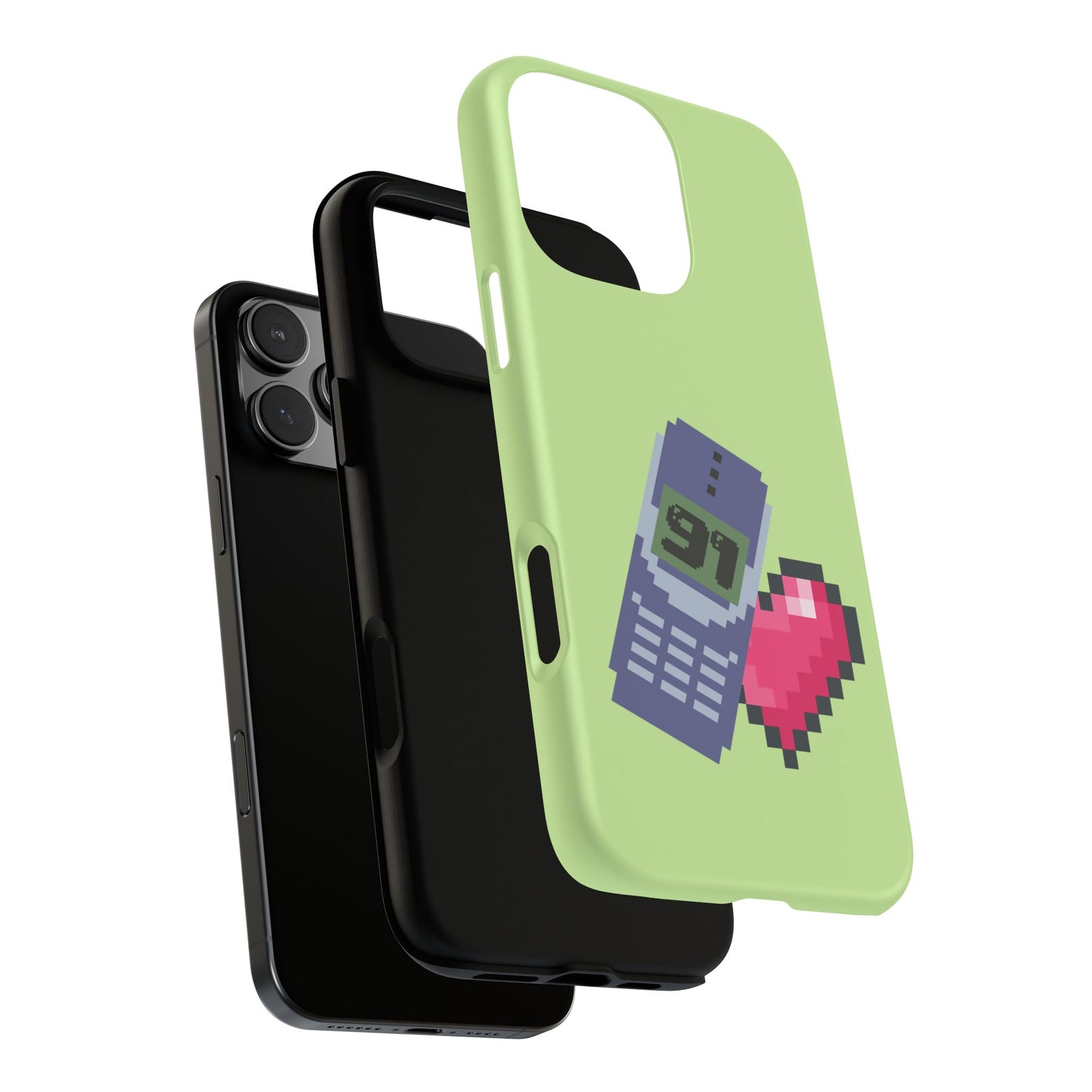 Pixel Heart Phone Case — Retro Tamagotchi-Style Mobile Love iPhone Cover