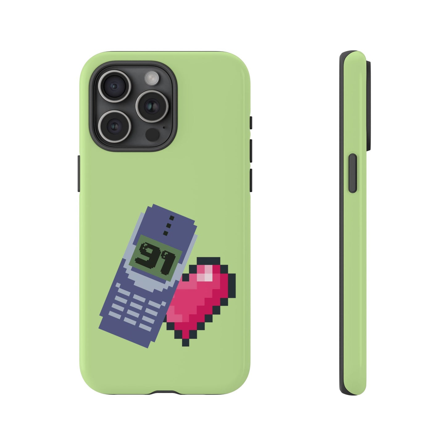 Pixel Heart Phone Case — Retro Tamagotchi-Style Mobile Love iPhone Cover