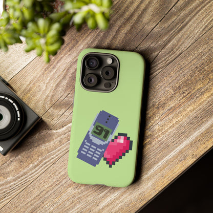 Pixel Heart Phone Case — Retro Tamagotchi-Style Mobile Love iPhone Cover