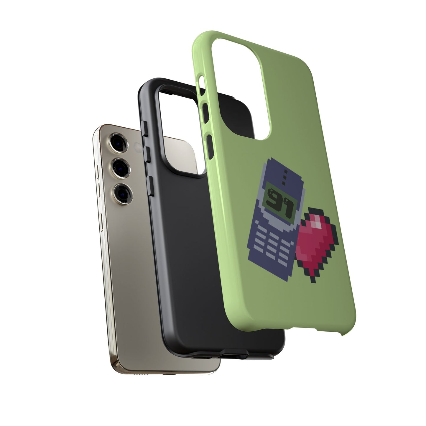 Pixel Heart Phone Case — Retro Tamagotchi-Style Mobile Love iPhone Cover
