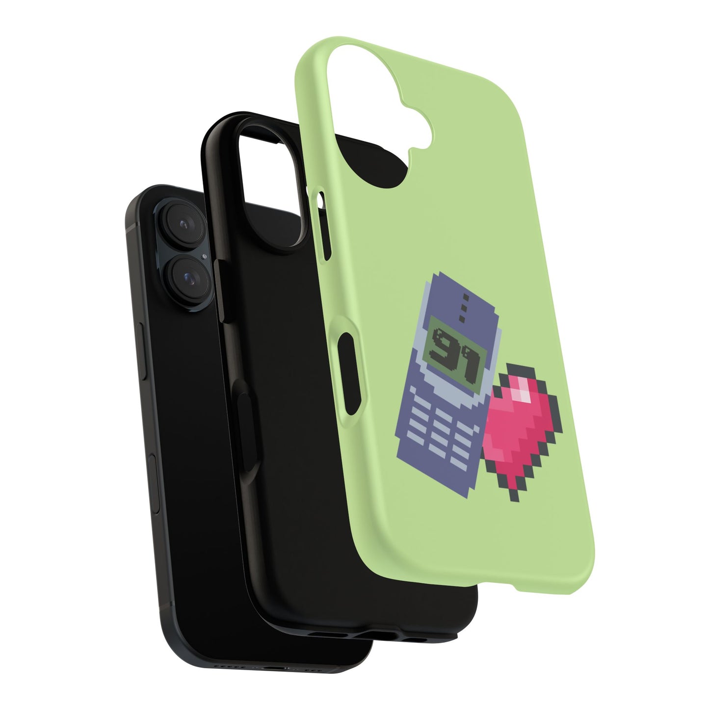 Pixel Heart Phone Case — Retro Tamagotchi-Style Mobile Love iPhone Cover