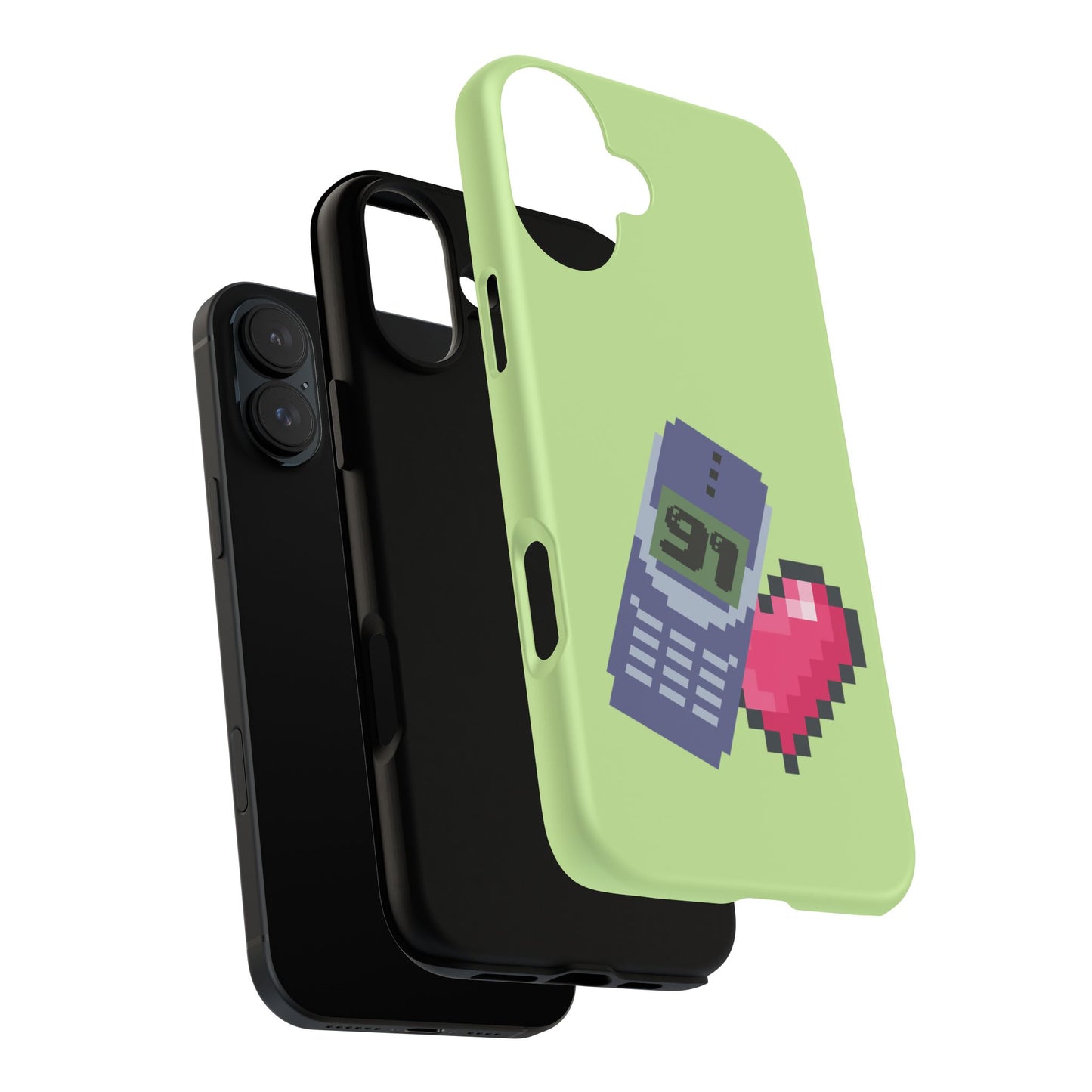 Pixel Heart Phone Case — Retro Tamagotchi-Style Mobile Love iPhone Cover