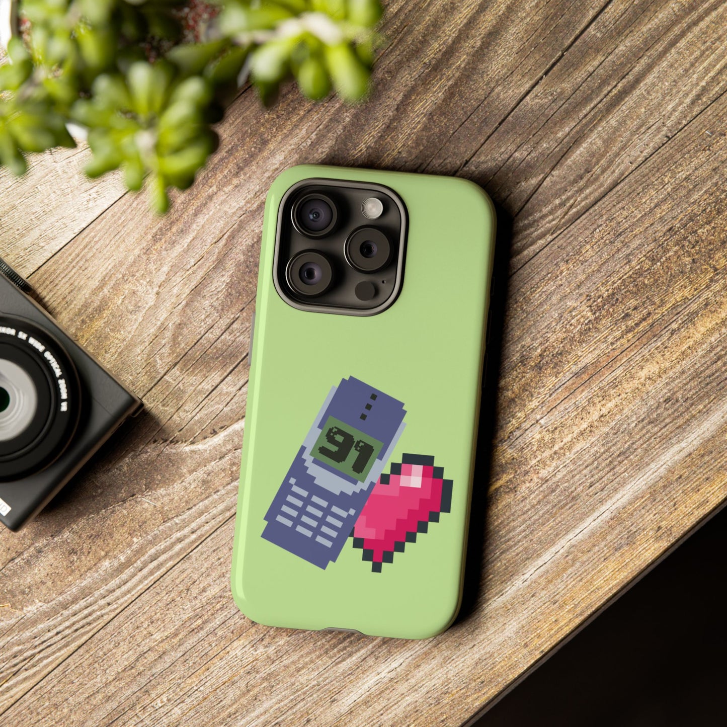 Pixel Heart Phone Case — Retro Tamagotchi-Style Mobile Love iPhone Cover